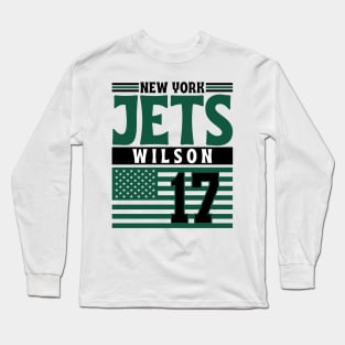 New York Jets Wilson 17 American Flag Football Long Sleeve T-Shirt